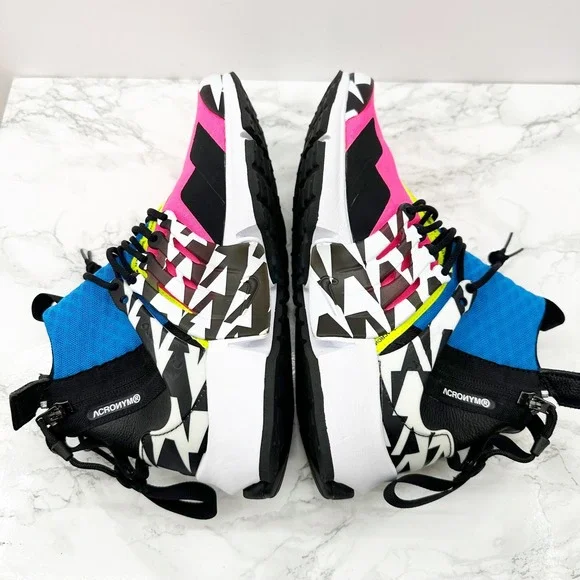 Nike Air Presto Mid Acronym Racer Pink Mens Size 7 AH7832-600 EUC Blue Neon Pink - Picture 7 of 8